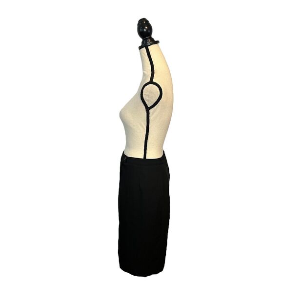 Vintage 80s Joan Leslie Size 12 Black Midi Professional Pencil Skirt - Picture 3 of 7
